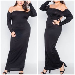 Plus size off shoulder backless ribbed knit dress